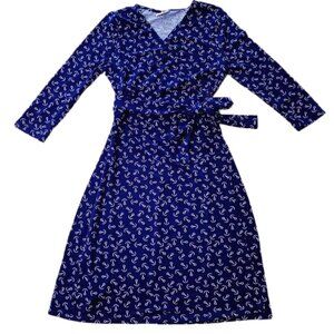 NEW w/ Tags Lularoe Michelle Wrap Dress Blue Nautcal Anchors White NWT